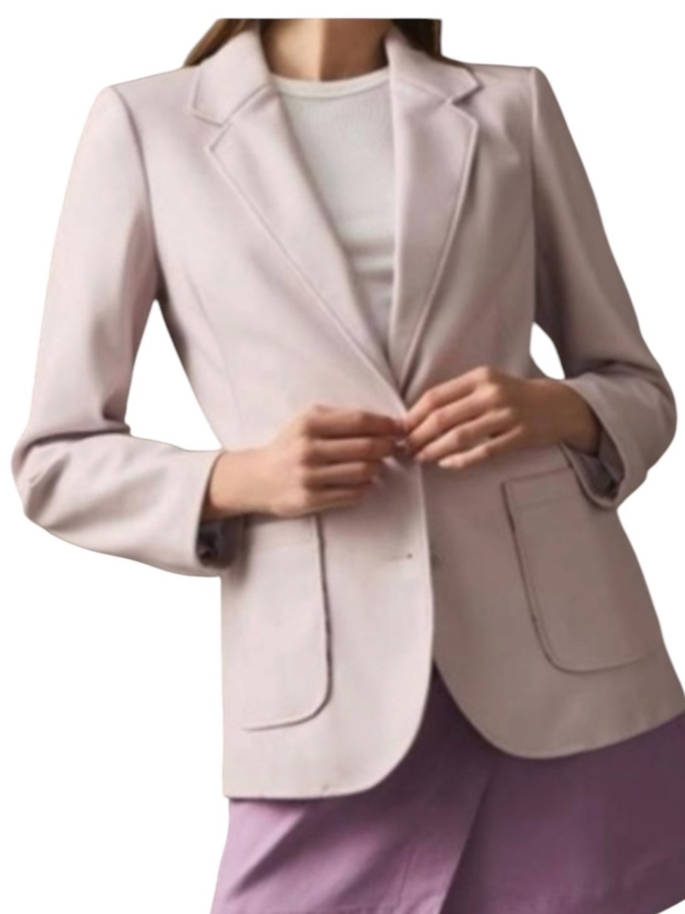 Anthropologie Faux Leather Lavender Blazer Size Medium